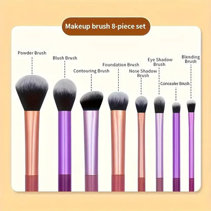 Purityspin 8pcs Makeup Brush Kit Soft Synthetic Hair