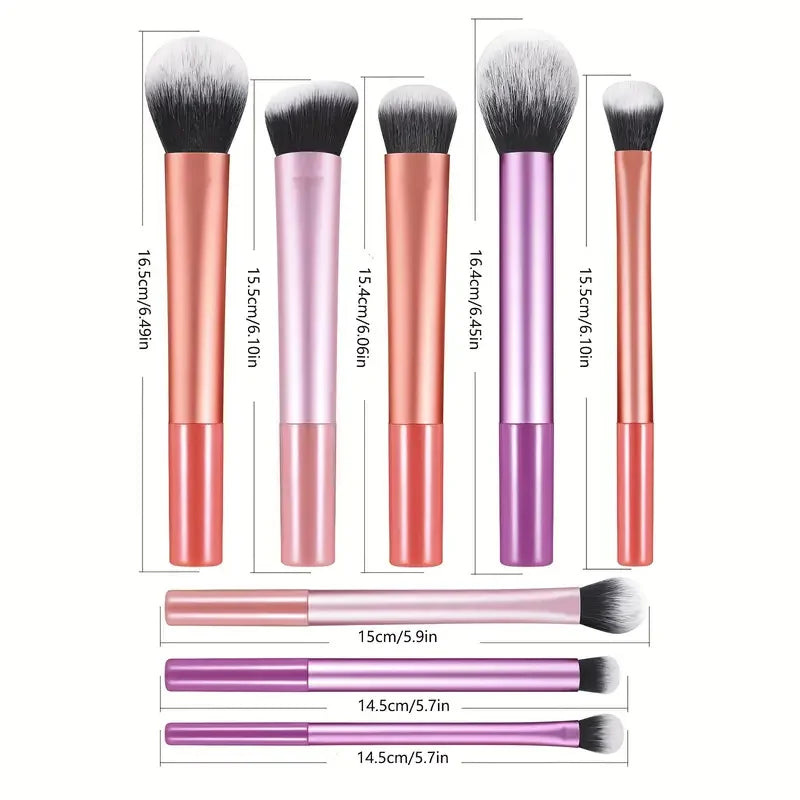 Purityspin 8pcs Makeup Brush Kit Soft Synthetic Hair